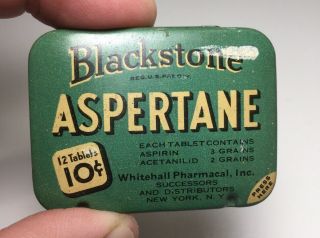 Vintage Blackstone Aspertane Tablets Advertising Medicine Tin Full Contents