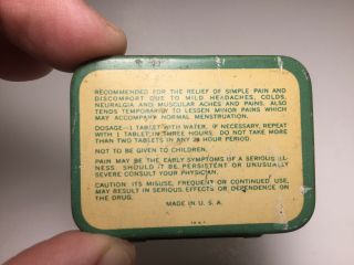 Vintage Blackstone Aspertane Tablets Advertising Medicine Tin Full Contents 2