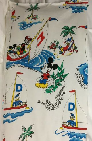 Vtg Oop Walt Disney Mickey Mouse Donald Duck Sailing Cotton Knit Peterpan Fabric
