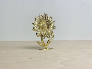 Vintage Gold Tone Sunflower Earring Holder Stand