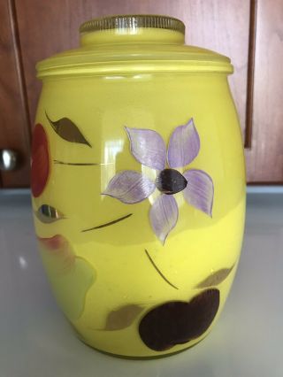 Vintage Bartlett Collins Gay Fad Yellow Glass Cookie Jar - Hand Painted Fruit