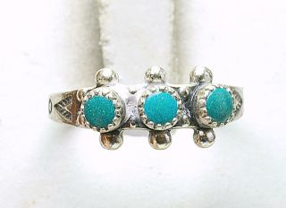 Vintage Sterling Silver & 3 Stone Turquoise Childs Girl 
