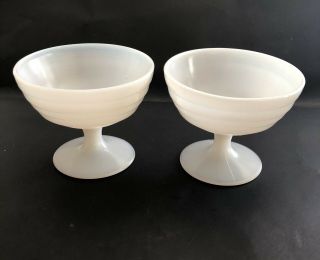 Set Of 2 Vintage White Milk Glass Pedestal Dessert Cups/candy Dishes