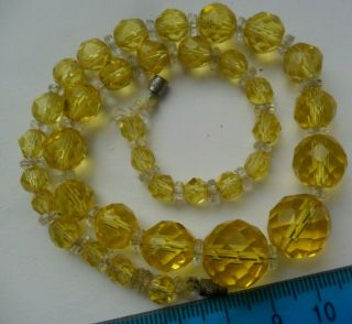 Vintage Art Deco Jewellery Uranium Vibrant Yellow Glass Beads Necklace