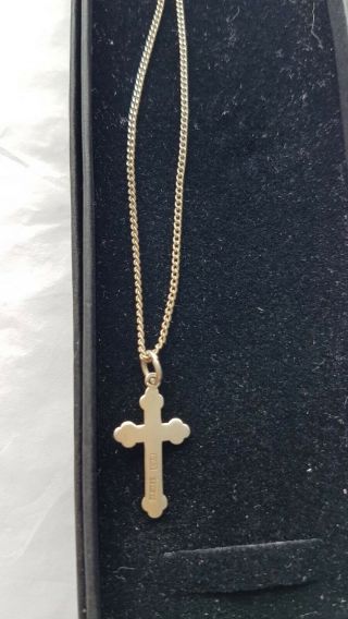Vintage - Ladies or Girls Silver Cross Religious necklace - 18  fine chain 3