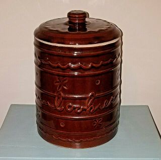 Marcrest Cookie Jar Brown Oven Proof Stoneware Pottery Drip Beehive Vintage