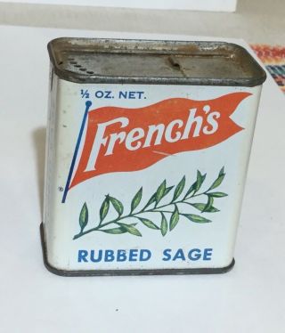 Vintage French’s Rubbed Sage Spice Tin Rochester Ny W/color Graphic