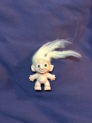 Vintage S.  H.  E.  Troll Doll Pencil Topper Scandia House White Hair Green Eyes 1964