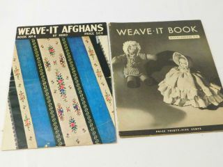 2 Vintage Donar Hero Weave It Afghans Weaving Loom Instruction Books 1937