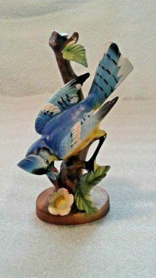 Vintage Blue Jay Bird Figurine Japan Hand Painted Bird Figurine 98