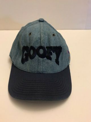 Goofy Vintage Denim Snapback Hat 90s Disney Spell Out Embroidered Cap Usa Made
