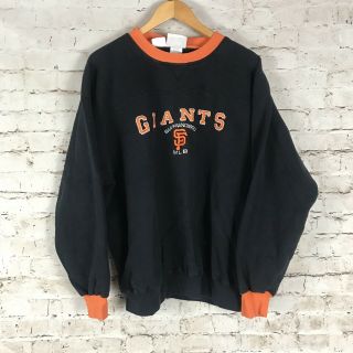 Vintage San Francisco Giants Crewneck Sweatshirt Size Xl Black Embroidered Mlb