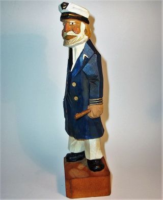 CAPTAIN SEAMAN Hand Carved Painted Wood Art Sculpture Statue Figurine Vintage LG 2