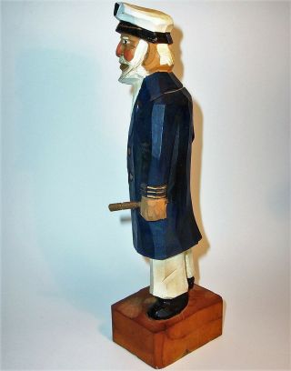 CAPTAIN SEAMAN Hand Carved Painted Wood Art Sculpture Statue Figurine Vintage LG 3