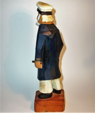 CAPTAIN SEAMAN Hand Carved Painted Wood Art Sculpture Statue Figurine Vintage LG 4