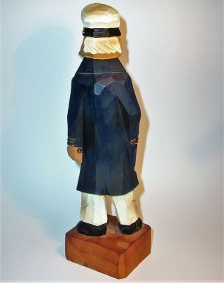 CAPTAIN SEAMAN Hand Carved Painted Wood Art Sculpture Statue Figurine Vintage LG 5