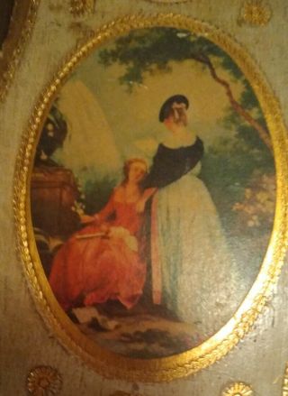 Vintage Gold Italian Florentine Family Portrait Wood Picture Wall Hanging Plaque 3