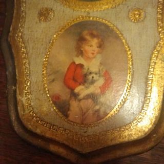 Vintage Gold Italian Florentine Family Portrait Wood Picture Wall Hanging Plaque 5