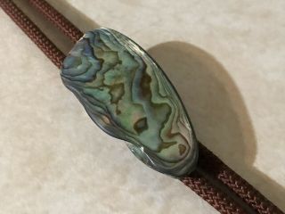 Vintage Southwestern Bolo Tie With Large Multi - Colored Polished Stone