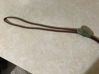 Vintage Southwestern Bolo Tie With Large Multi - Colored Polished Stone 3