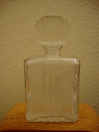 Collectible Vintage Miniature Empty Frosted Perfume Bottle W/glass Stopper - 3.  25 "