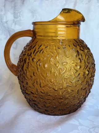 Vintage Amber,  Round,  Cobbled Texture Water Pitcher