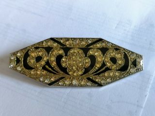 Vintage Jewellery stunning quality Pierre Bex crystal & enamel Art Deco brooch 2