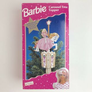 Vtg 1997 Mr Christmas Barbie Carousel Moving Tree Topper Seasonal Holiday