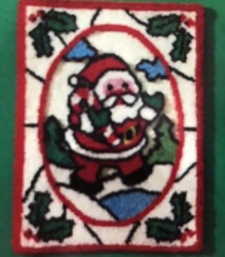 Vintage Christmas Open Box Sultana Latch Hook Oval Rug Kit Santa Claus 20x27 "
