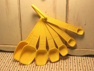 Vintage Canary Yellow Tupperware Measuring Spoons