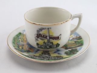 Vintage Porcelain Illinois Souvenir Small Tea Cup And Saucer,  Thrifco Japan