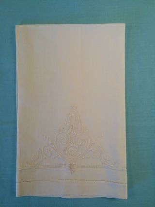 Vintage White/cream Guest Hand Fingertip Linen/cotton Towel Embroidered - Cut Work