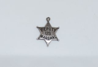 Vintage Estate Sterling Silver Deputy Us Marshal Badge Charm For Bracelet 5/8 "