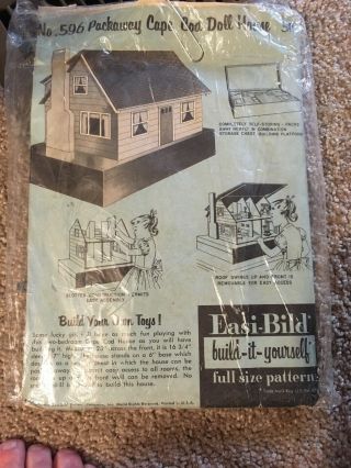 Rare Vtg Easi - Bild 596 Packaway Cape Cod Doll House Wood Pattern Uncut