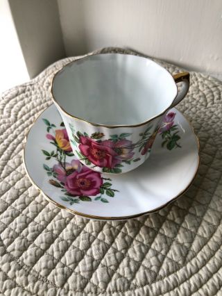 Vintage Set Of Tea Cup And Saucer Royal Prince Bone China England Roses Floral