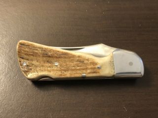 Vintage Bone Lockback Hunting Skinning Pocket Knife