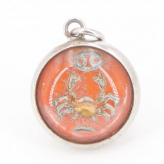 Vtg Sterling Silver Zodiac Cancer Crab Domesticity Astrology Bracelet Charm 1.  5g