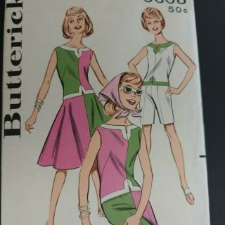 Vtg 60s Simplicity Sewing Patterns Size 14 Sheath Dress Mod Girl Fashion 9608