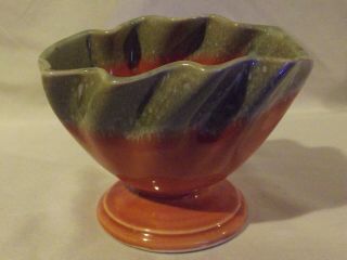 Vintage Hull/regal Pottery Planter Pumpkin Orange & Green Usa 303 Vgc 6 "