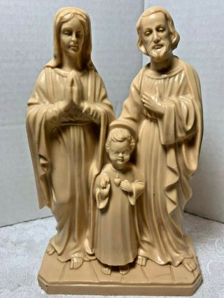 Vintage Mid Century Plastic Holy Family Mantle Statue Gorgeous Vintage