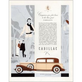 1932 Cadillac: Comparison Gives First Honor To The Three Great Vintage Print Ad