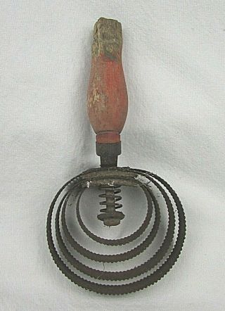 Vintage Horse Curry Comb Brush Metal Wooden Handle W/ Red Paint