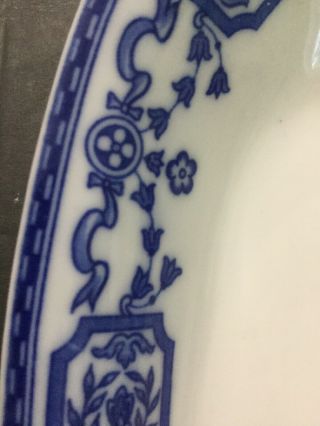 Vintage Nippon Royal Sometuke Small Oval Dish Bowl Blue & White 8 1/4” 3