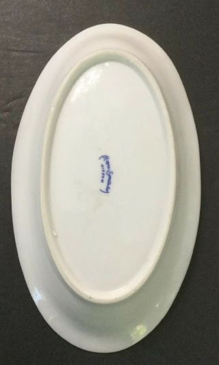 Vintage Nippon Royal Sometuke Small Oval Dish Bowl Blue & White 8 1/4” 4