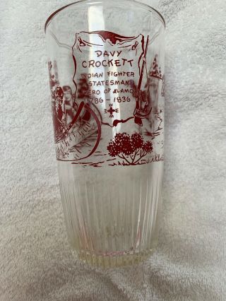 Vintage Davy Crockett Indian Fighter Statesman Drinking Glass 6 " Tall