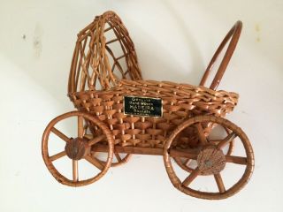 Baby Basket Bassinet Hand Woven Moses Wicker Bamboo Vintage Rustic Crib Bed 6”