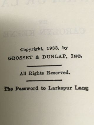 Nancy Drew The Password to Larkspur Lane 10 Hardcover Vintage Carolyn Keene 1933 3