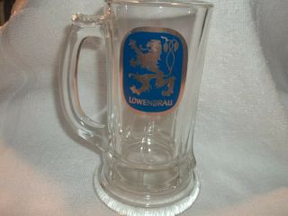 Vintage Blue And Gold Lowenbrau Glass Beer Mug