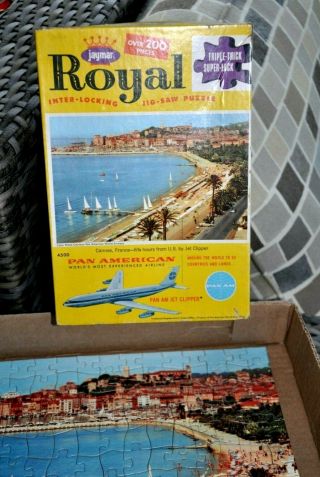 Vintage Jaymar Royal Jigsaw Puzzle France 6 3/4 Hours From U.  S.  Pan American Jet