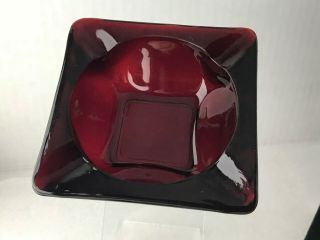 Vintage Anchor Hocking Royal Ruby Red Glass Ashtray Square 3 3/8 "